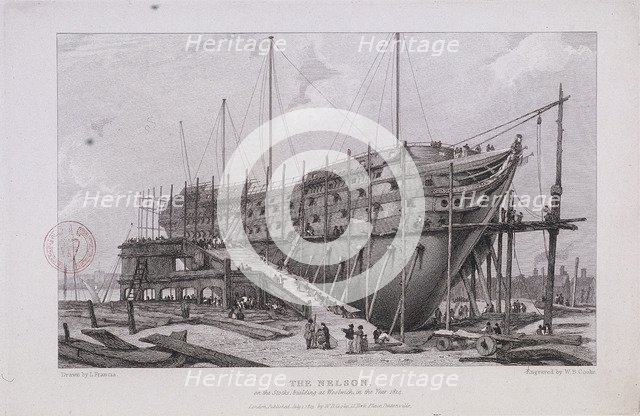 The 'Nelson' at the Royal Dockyard, Woolwich, London, 1815. Artist: William Bernard Cooke