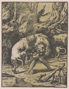 Hercules and the Nemean Lion, 1540-50., 1540-50. Creator: Niccolo Vicentino.
