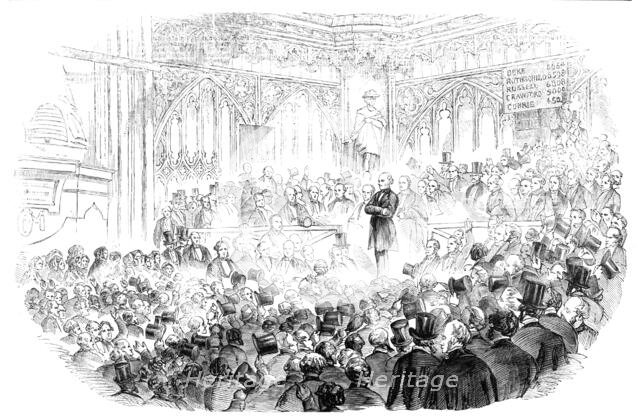 The City of London Election in Guildhall: Lord John Russell, M.P., returning thanks, 1857. Creator: Unknown.
