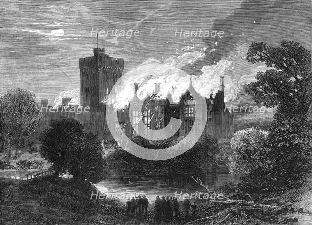 Fire at Greystoke Castle, Cumberland, 1868. Creator: Unknown.