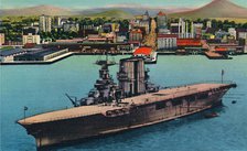 'U.S. Navy Plane Carrier at Anchor at Foot of Broadway. San Diego, California', c1941. Artist: Unknown.