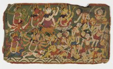 The Goddess Ambika Leads the Mother Goddesses in Battle (recto); Text (verso)..., early 18th century Creator: Unknown.