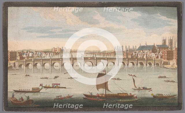 View of Westminster Bridge over the River Thames in London, viewed from the north, 1751. Creator: Fabr. Parr.