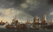 Harbor with Sailboats and Ferry Boat, 1650-1675. Creator: Hendrick Jacobsz Dubbels.