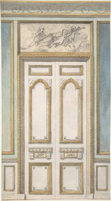 Design for Single Door and Overdoor Panel with Cupids Bearing a Violin, second half 19th century. Creators: Jules-Edmond-Charles Lachaise, Eugène-Pierre Gourdet.