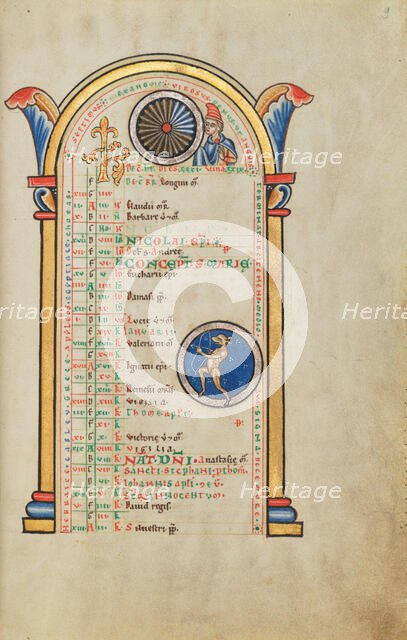 A Youth; Zodiacal Sign of Sagittarius; Stammheim Missal, probably 1170s. Creator: Unknown.