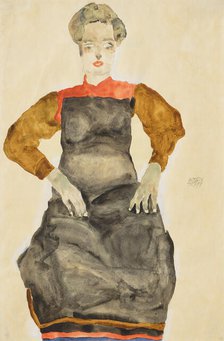 Woman in black apron, 1911. Creator: Schiele, Egon (1890-1918)