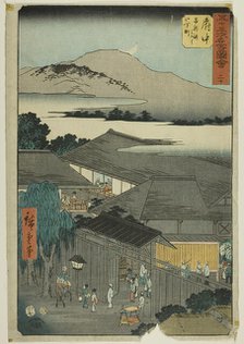 Fuchu: Miroku nichome, Abekawa (Fuchu, Abekawa Miroku nichome), no. 20 from the series "Fa..., 1855. Creator: Ando Hiroshige.