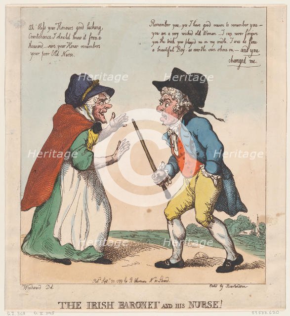 The Irish Baronet and his Nurse , September 20, 1799., September 20, 1799. Creator: Thomas Rowlandson.