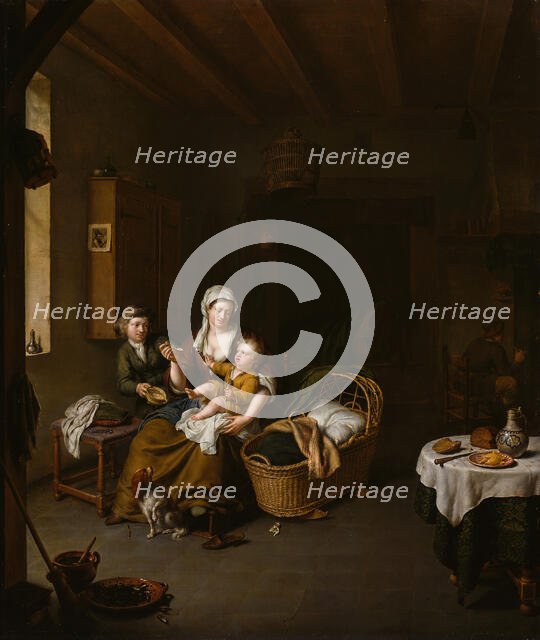 A Mother Feeding her Child (The Happy Mother), 1707. Creator: Willem van Mieris.