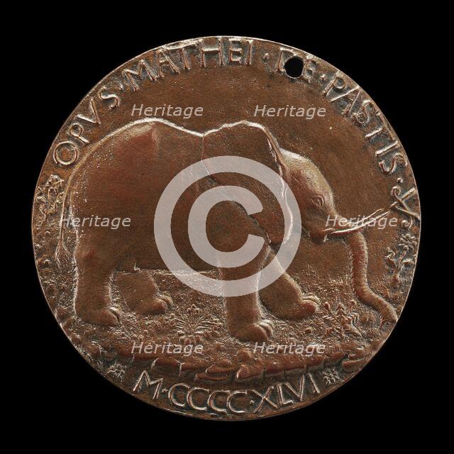 The Malatesta Elephant in a Meadow [reverse], 1446. Creator: Matteo di Andrea de Pasti.