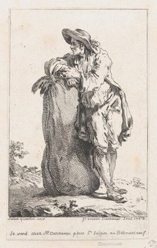 Peasant Leaning on a Sack of Grain, 1758. Creator: Catherine Francoise Beauvarlet.