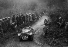 Riley Lynx open 4-seater of VNG Seeney competing in the MCC Lands End Trial, 1935. Artist: Bill Brunell.