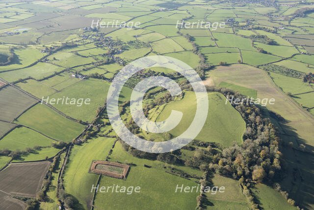 Cadbury Castle, the earthwork remains of an Iron Age hillfort, Somerset, 2017. Creator: Damian Grady.