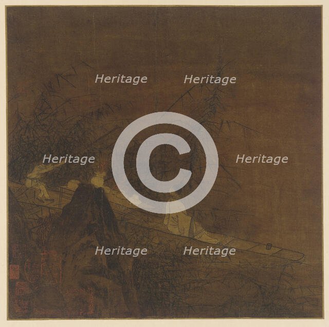 River scene: a boat among wild bamboo, Ming dynasty, 1368-1644. Creator: Unknown.