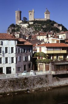 Chateau de Foix and old houses, Foix, France, c20th century, Artist: CM Dixon.