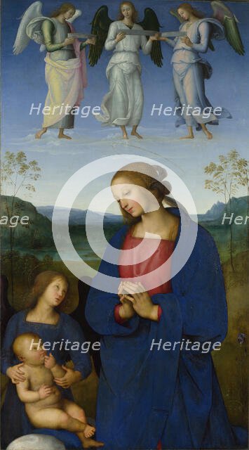 The Virgin and Child with an Angel (Panel from an Altarpiece, Certosa), c. 1500. Creator: Perugino (ca. 1450-1523).