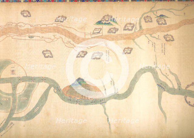 Map of the Grand Canal from Beijing to the Yangzi River, late 18th or early 19th century. Creator: Unknown.
