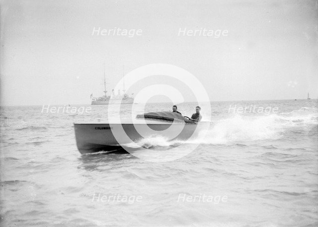 The hydroplane 'Columbine' under way. Creator: Kirk & Sons of Cowes.