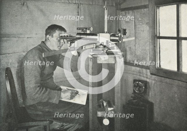 'Dr. Simpson at the Unifilar Magnetometer', 1911, (1913). Artist: Herbert Ponting.