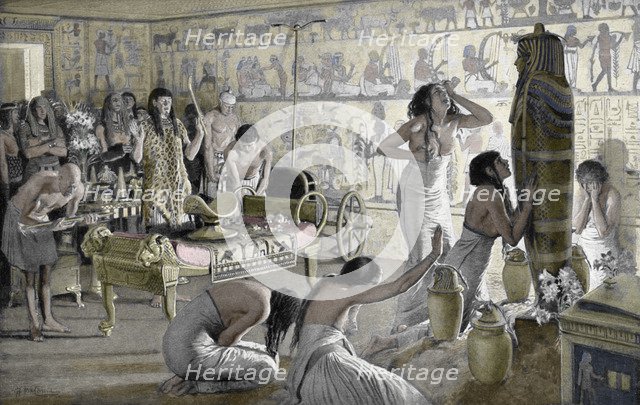 Scene of mourning at the funerary temple of Tutankhamun, Egypt, 1325 BC (1933-1934). Artist: Unknown