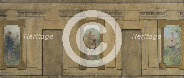 Esquisse pour la mairie de Courbevoie : Les âges de la vie. La Jeunesse. L'Enfance. La..., 1884. Creators: Ernest Jean Delahaye, Louis Picard.