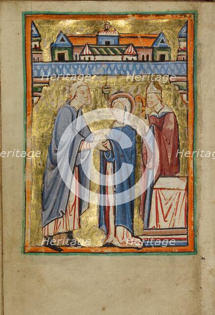 The Marriage of the Virgin; Illustrated Vita Christi, with devotional supplements, about 1190-1200. Creator: Unknown.