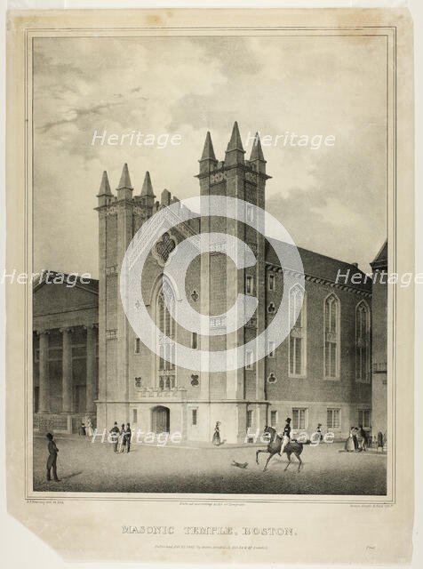 Masonic Temple, Boston, 1832. Creator: Benjamin F Nutting.