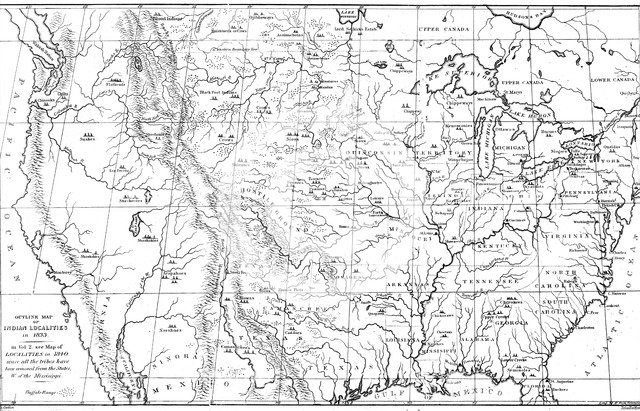 Map of North America with locations of Native American tribes, 1841.Artist: Myers and Co