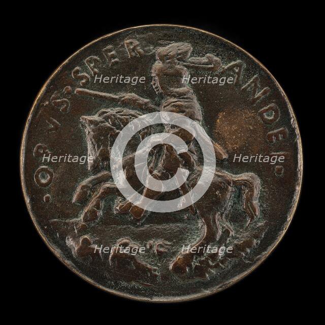 Giovanni II Bentivoglio Mounted in Armor with Captain's Baton [reverse]. Creator: Sperandio Savelli.