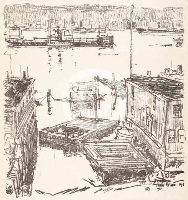 North River, 1917. Creator: Frederick Childe Hassam.