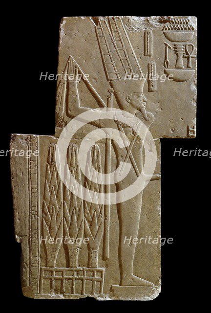 Two sculptured blocks showing Min, XVIIth Dynasty (c1630 BC-c1540 BC). Artist: Unknown.