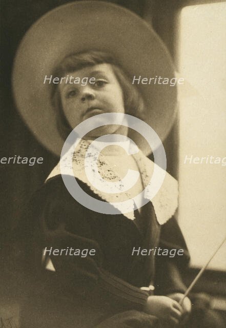 Portrait of a boy in a round hat, c1900. Creator: Anne K Pilsbury.
