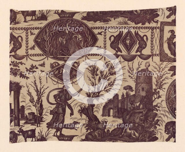 Diane Chasseresse (Diana the Huntress) (Furnishing Fabric), Nantes, c. 1800. Creator: Unknown.