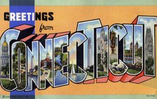 'Greetings from Connecticut', postcard, 1940. Artist: Unknown
