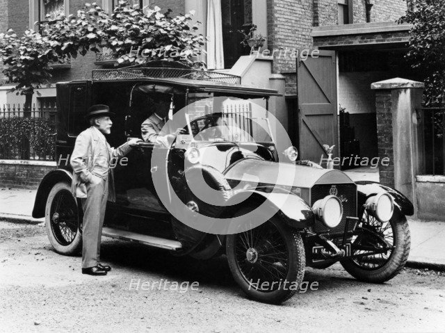 Two men with a 1913 Napier, c1913. Artist: Unknown
