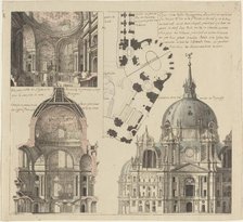 Three Views and a Plan of a Triangular Parish Church, c. 1750. Creator: Pierre Varin.