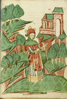 Josaphat as a Pilgrim; Barlaam und Josaphat, 1469. Creators: Hans Schilling, Diebolt Lauber.