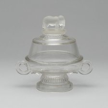 Jumbo/Elephant pattern covered butter dish, 1883/5. Creator: Canton Glass Company.