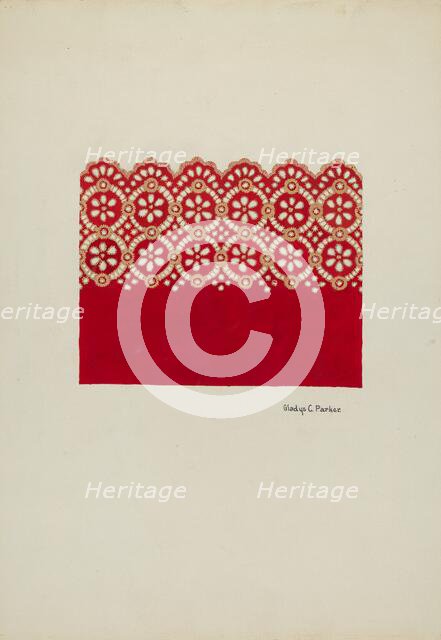 Embroidery for Dress, c. 1936. Creator: Gladys C. Parker.