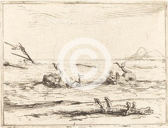 Dolphins and Crocodile. Creator: Jacques Callot.