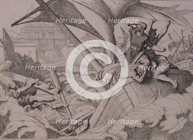 The destruction of the Rus fleet  at Constantinople, 1832.