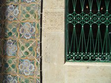 Decorated tiles and window grille, Dar Essid Museum, Sousse, Tunisia, 2009.  Creator: Amanda Waite.