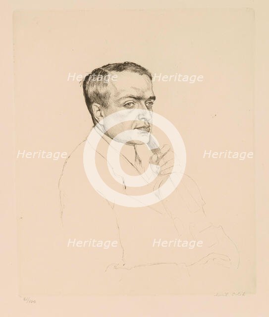 Portrait of the violinist Bronislaw Huberman (1882-1947), 1919. Creator: Orlik, Emil (1870-1932).