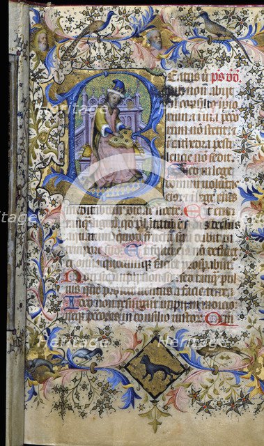 Book of Hours, manuscript c. 1444, detail of the writing of a page.