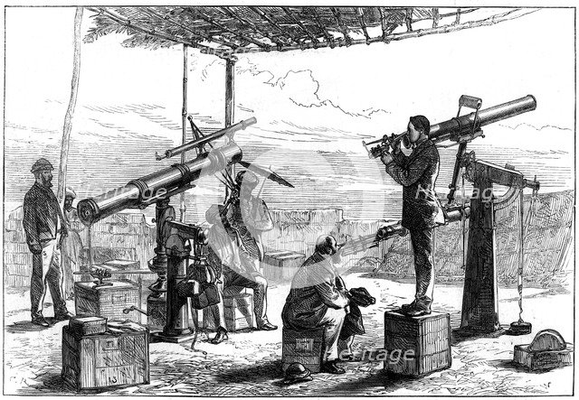 Astronomers waiting for an eclipse, India, 1872. Artist: Unknown