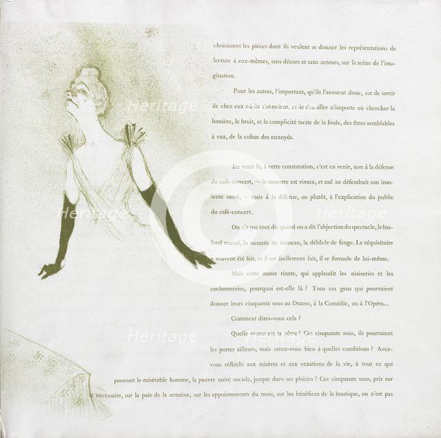 Yvette Guilbert-French Series: No. 4, 1894. Creator: Henri de Toulouse-Lautrec (French, 1864-1901).