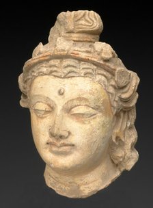 Head of a Bodhisattva, Kushan period, About 3rd/5th century. Creator: Unknown.