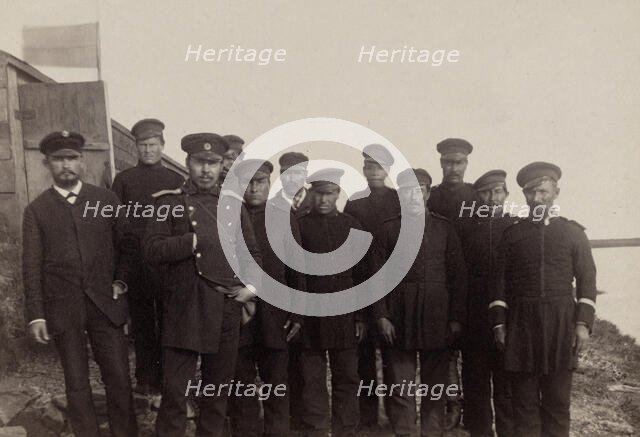 The Staff of the Expedition: Doctor Grinevetskii, the Official Dmitriev, the Foreman..., 1889. Creator: Unknown.