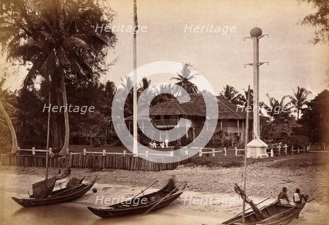 Malaya: a magistrate's house located by a Malay beach, 1881. Creator: John Edmund Taylor.